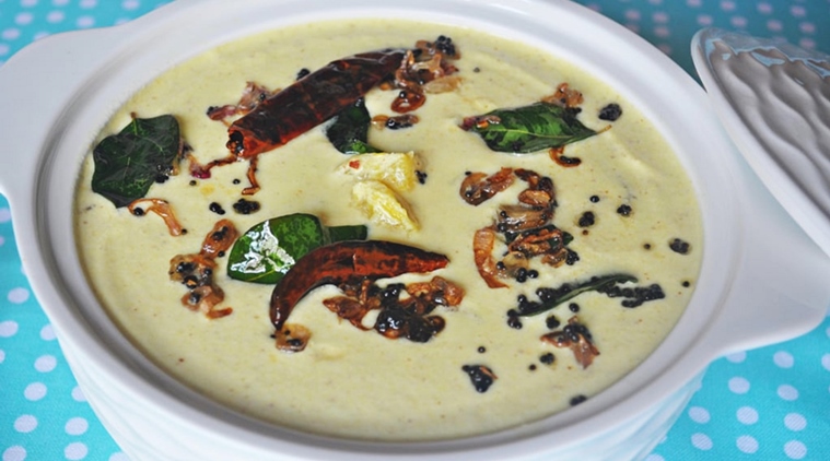 The pineapple pulissery is a traditional Kerala dish that is also served on festive occasions and weddings. (Source: mareenasrecipecollections.com)