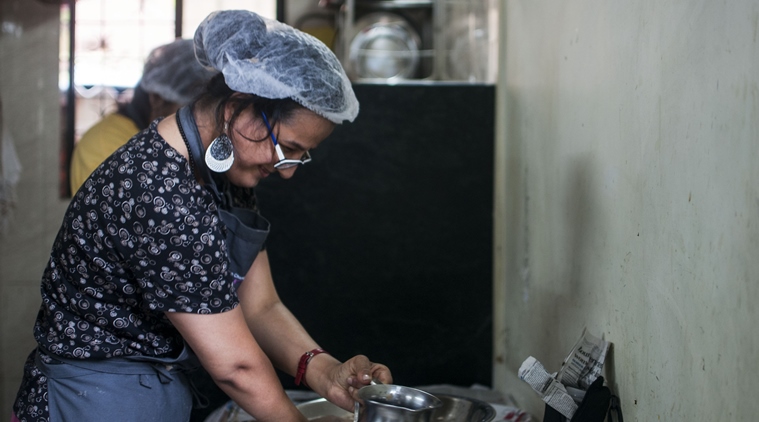 Pratibha Kamath prepares dough for the next day. (Photo: Anurag Banerjee)