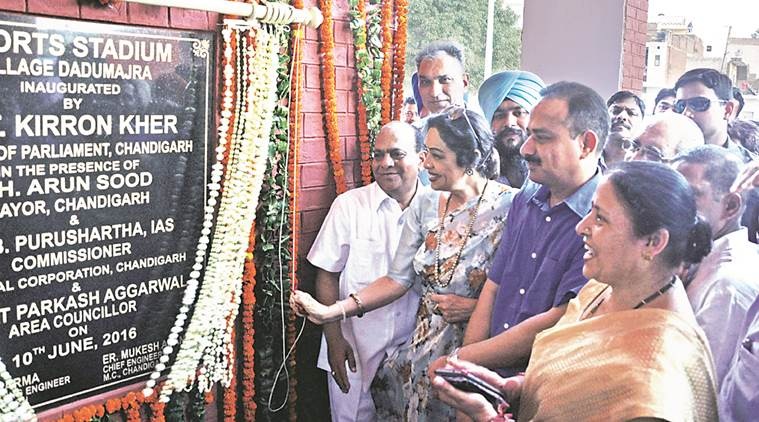 MP Kirron Kher, sports stadium Dadumajra, Dadumajra sports stadium, Kirron Kher inauguration, sports stadium Kirron Kher, Kher inaugurates stadium, Dadu majra sports stadium inaugurated, latest news, Chandigarh news, India news, national news
