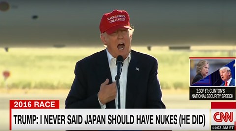 Donald Trump, Donald Trump lies, Donald Trump speech, Donald Trump on Japan, Donald Trump on CNN, CNN fact-checks Donald Trump, CNN chyron Donald Trump Fact-check