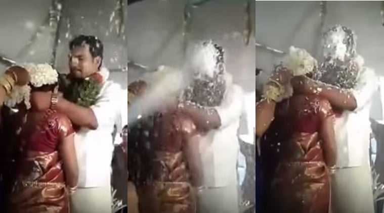 Groom snow-sprayed at his wedding/ Screenshot