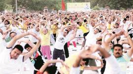 Panchkula yoga, yoga event, Baba Ramdev, Ramdev, Yoga guru, Haryana yoga, Anil Vij, Haryana Health Minister