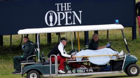 British Open, British Open Golf, British Open caddie, British Open caddie accident, British Open caddie hit, Sports, Golf News, Golf