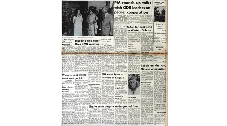 forty years ago, indian express,  vc shukla, young journaliust association, deadlock in uganda, pro palestinian guerillas, plo, indira gandhi, indira gandhi in berlin, emergency, Bjorn Borg of Sweden, Wimbledon, indian express forty years ago