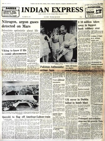 mars, robot probe mars, mars robot probe, viking 1, mars nitogen, mars gases, gases on mars, world cup, world cup 1976, hockey olympics tournament, india pakistan, dublin guerilla land- mine explosion, indian express, indian express forty years ago