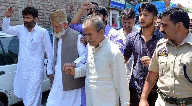 Police today arrested separatist leaders Syed Ali Shah Geelaniin in Hyderpora srinagar. Express photo Shauib Masoodi 29-07-2016
