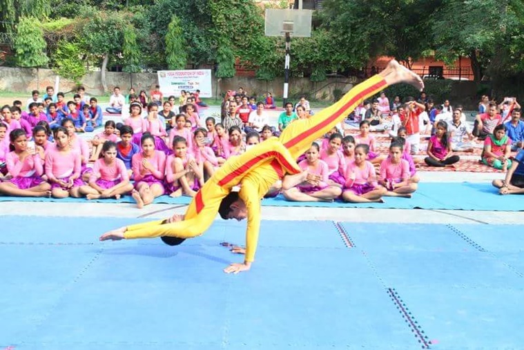 Artist Yoga Group kids performing acrobatic yoga. (Source: Indian Express)