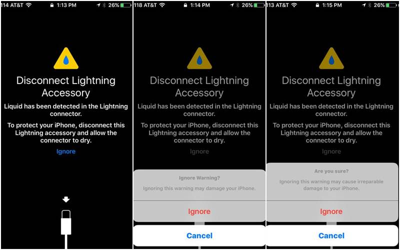 Apple iOS 10 will warn users when the lightning connector is wet