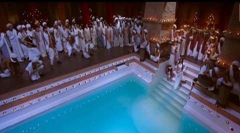 What is a tiled blue swimming pool doing in a Mohenjo Daro song? | The