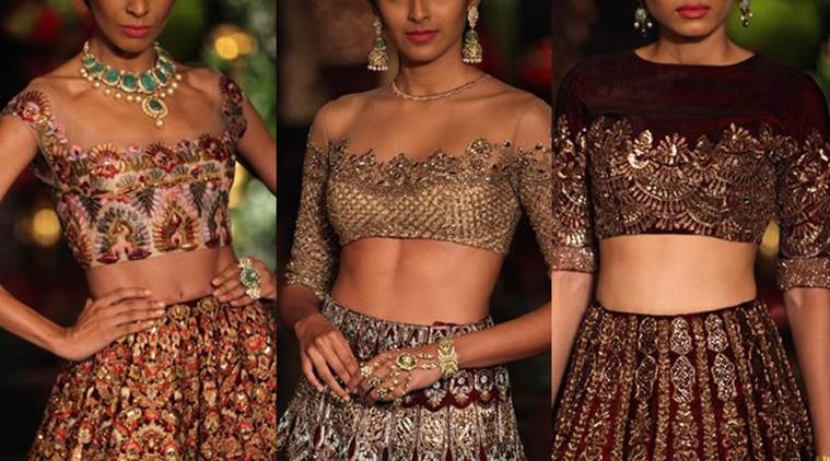 off shoulder bridal lehenga