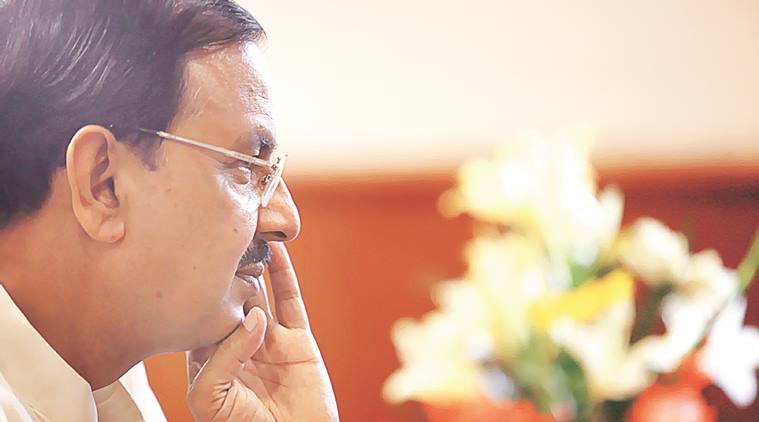 Dr. Mahesh Sharma, Minister of State for Culture (Independent Charge), Tourism (Independent Charge) and Civil Aviation, at his office in New Delhi on August 8th 2015. Express photo by Ravi Kanojia.