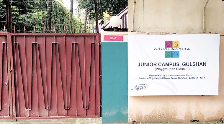 Three of the gunmen had studied in Scholastic school, which charges about 15,000 Bangladesh Taka (about 1) as monthly fees. (Express Photo: Shubhajit Roy)