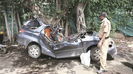 car hits tree