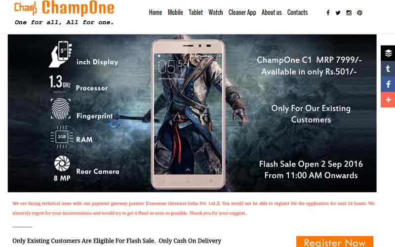 ChampOne 1C , ChampOne 1C specs, ChampOne 1C register, ChampOne 1C sale, ChampOne 1C vs Freedom 251, Docoss X1, ChampOne 1C Rs 501, ChampOne 1C phone