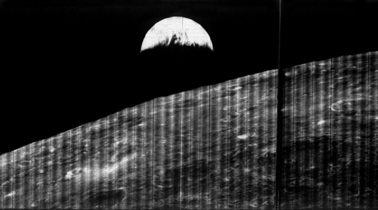 nasa, earth, moon, first earth photo, first photo of earth, earth photo from moon, first earth photo from moon, lunar orbiter 1, 50 years first earth photo, 50 anniversary of first earth photo, science news, trending news, latest news