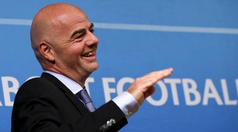 UEFA General Secretary Gianni Infantino gestures after a news conference on behalf of their suspended president Michel Platini, following a meeting of UEFA's executive committee at the UEFA headquarters in Nyon