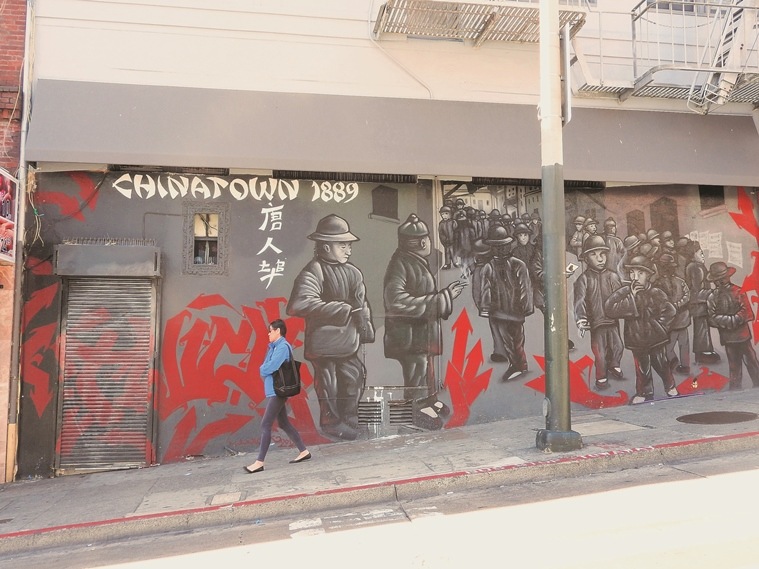 A vibrant mural on the facade of a structure