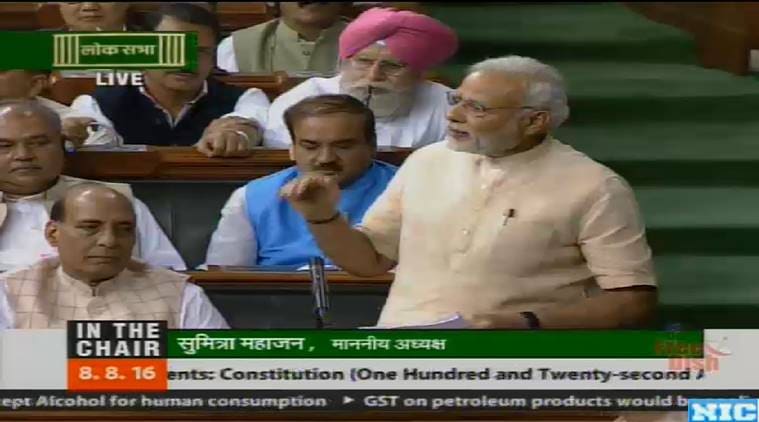 modi gst, modi on gst, modi, Lok sabha, GST, GST bill, Rajya Sabha, goods and services tax, arun jaitley, narendra modi, modi, finance minister, live updates, lok sabha live