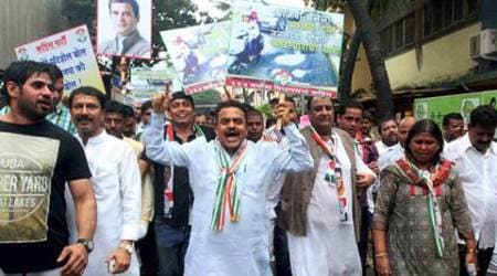 Mumbai: Mumbai Congress President Sanjay Nirupam during North-West Mumbai District Congress Jan Jagruti Padyatra in Mumbai on Sunday. PTI Photo (PTI8_28_2016_000208B)
