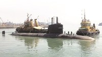INS Khanderi, scorpene, submarine, second scorpene class, submarine launch, scorpene submarine launch, india news