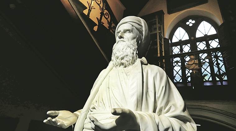 The statue of David Sassoon, the Jewish banker after whom the library is named. Express photo by Nirmal Harindran, 2nd July, 2016, Mumbai.