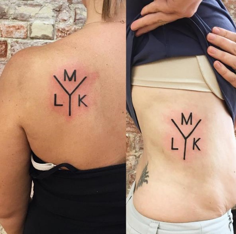 Triangle tattoo for mother and daughters, representing