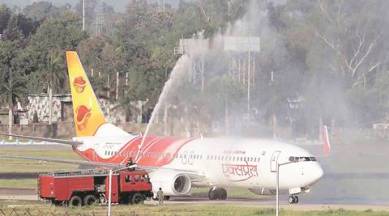 Chandigarh International airport, Air India Express Flight, Air India Express Flight water salute, International flight passengers, International airport, Airports Authority of India, Sukhbir singh badal, chandigarh, India news