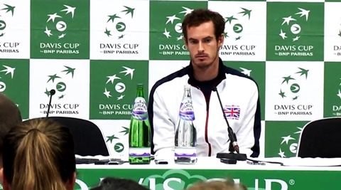 any murray davis cup match, andy murray funny response to reporter, andy murray davis cup, andy murray after davis cup match response to reporter, andy murray has funny explanation after davis cup, andy murray funny videos, indian express, indian express news