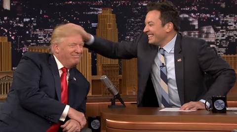 Donald Trump, Jimmy fallon, jummy fallon show, jimmy fallon trump show, donald trump hair, trump hairdo, Republican candidate Donald Trump, latest news, world news, indian express