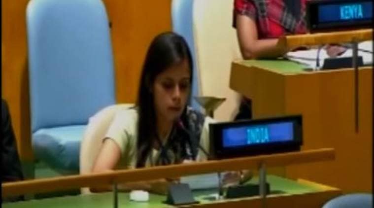 united nations, unga, eenam gambhir, india reply to nawaz sharif, nawaz sharif speech, eenam gambhir speech, eenam gambhir un, india news, un news
