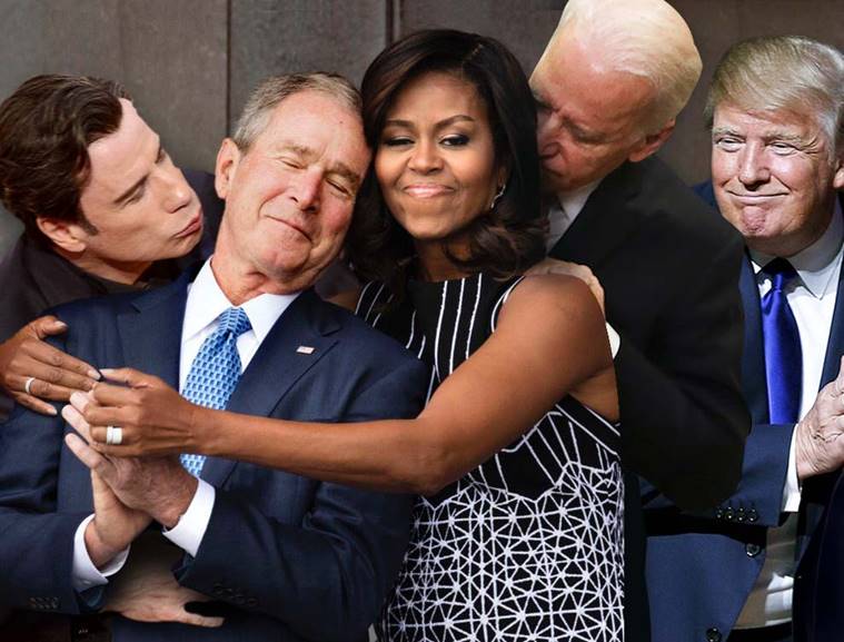 Michelle Obama gave George W Bush a bear hug that has the Internet ...