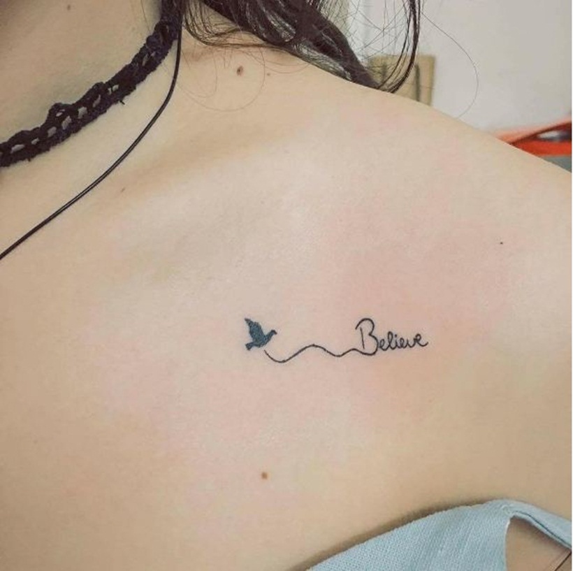 Girlie Lettering BELIEVE Tattoo with Dermal Anchor | Flickr