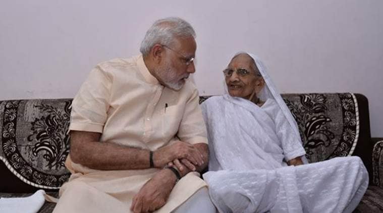 PM Modi visits mother on his 67th birthday, seeks blessings | India News,The Indian Express