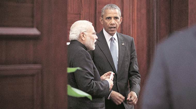 US President Barack Obama with PM Narendra Modi at the G20 Summit welcome dinner hosted by Chinese President Xi Jinping in Hangzhou on Sunday. AP