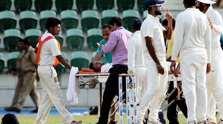 pragyan ojha injury, ojha injury, Duleep Trophy 2016 cricket, pragyan ojha hit on the head, ojha hit on the head, pragyan ojha, ojha, ojha duleep trophy, pragyan ojha duleep trophy, duleep trophy updates, duleep trophy news, india cricket, india domestic cricket, cricket news, sports news
