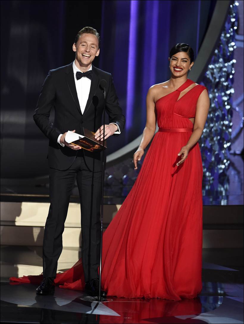Emmys, 68th Emmy Awards, Emmy 2016, Priyanka Chopra, emmy with Priyanka Chopra, Priyanka Chopra emmy, Priyanka, Priyanka Chopra dress, Tom Hiddleston
