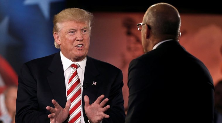 Republican presidential nominee Donald Trump speaks to Matt Lauer during the Commander in Chief Forum in Manhattan, New York, U.S., September 7, 2016. REUTERS/Mike Segar