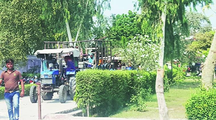 Villagers leave a relief camp in Fazilka. Express