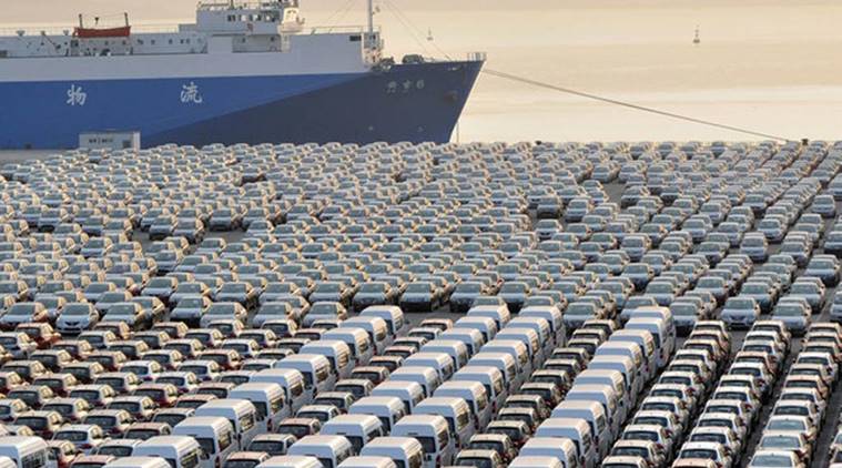 Chinese cars wait for export at a port in Dalian, Liaoning province October 15, 2012.  REUTERS/China Daily/File Photo CHINA OUT. NO COMMERCIAL OR EDITORIAL SALES IN CHINA