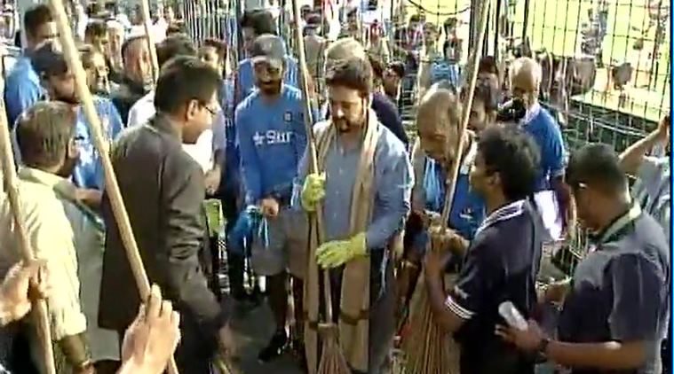 Virat Kohli Anurag Thakur Join Swachh Bharat Movement At Eden Gardens Cricket News The