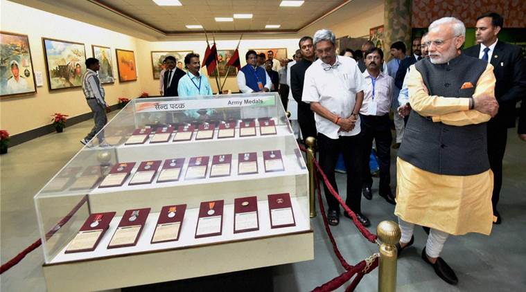 narendra modi, indian army, manohar parrikar, bhopal rally, narendra modi bhopal rally, narendra modi bhopal, Shaurya Smarak, bhopal, war memorial, india news