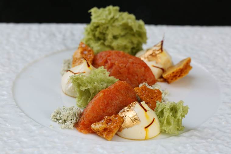 Pista Micro Sponge, Gajar Halwa with Saffron Mousse and Himalayan Honey Comb. What more could you ask for in a dessert?