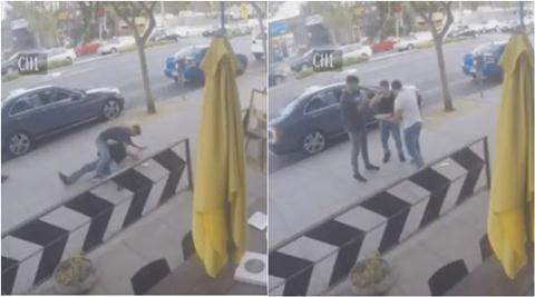 pizza, pizza video, pizza man, street fight, street fight footage, pizza man stop street fight, pizza stops street fight, viral cctv video, funny video, viral video, trending video, latest news, indian express