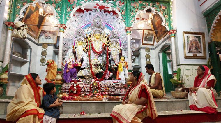 The Jorasanko Daw family members performed puja at home last year. (Source: Express photo by Partha Paul)