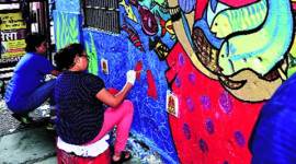 Mumbai, railway, mumbai railway, railway decorated, trains painted, trains coloured, art on trains, india news, indian express