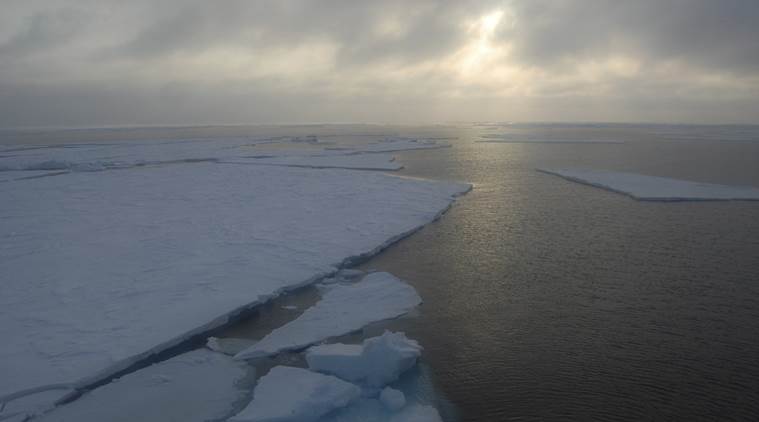 In this photo provided by Dirk Notz, taken, April 23, 2009, ice floats in the Arctic near Svalbard, Norway. At current carbon emission levels, the Arctic will likely be free of sea ice in September around mid-century, which could make weather even more extreme and strand some polar animals, a study published Thursday in the journal Science finds. (Dirk Notz via AP)