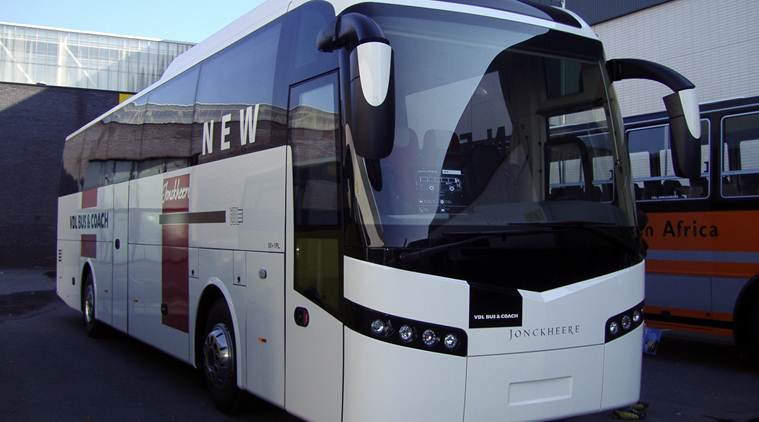 busworld 2016, busworld 2015, bus building company, MG group, Karnataka CM, bengaluru, Luxury Coach 'Mammoth', tarmac coach, Columbus, indian express news