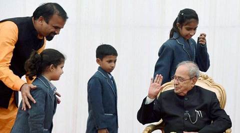 Class 12 Assam boy gets felicitated by President Pranab Mukherjee