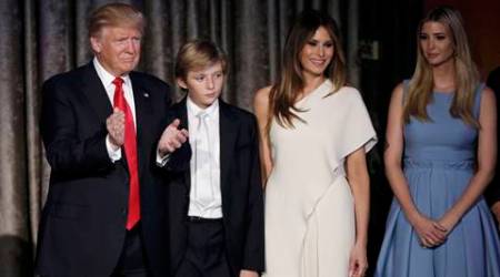 U.S. President-elect Donald Trump greets supporters along with his wife Melania and children during his election night rally in Manhattan, New York, U.S., November 9, 2016.  REUTERS/Mike Segar