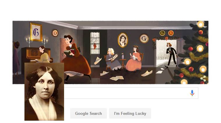 google doodle, louisa may alcott, google doodle louisa may alcott, little women, louisa may alcott 184th birth anniversary, indian express, indian express news